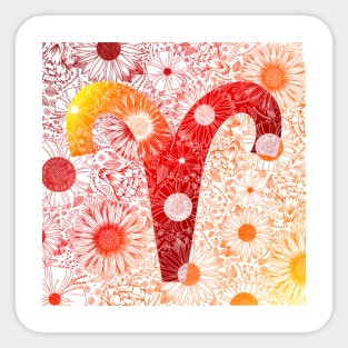 Aries Floral Zodiac Astrology Star Sign Sticker